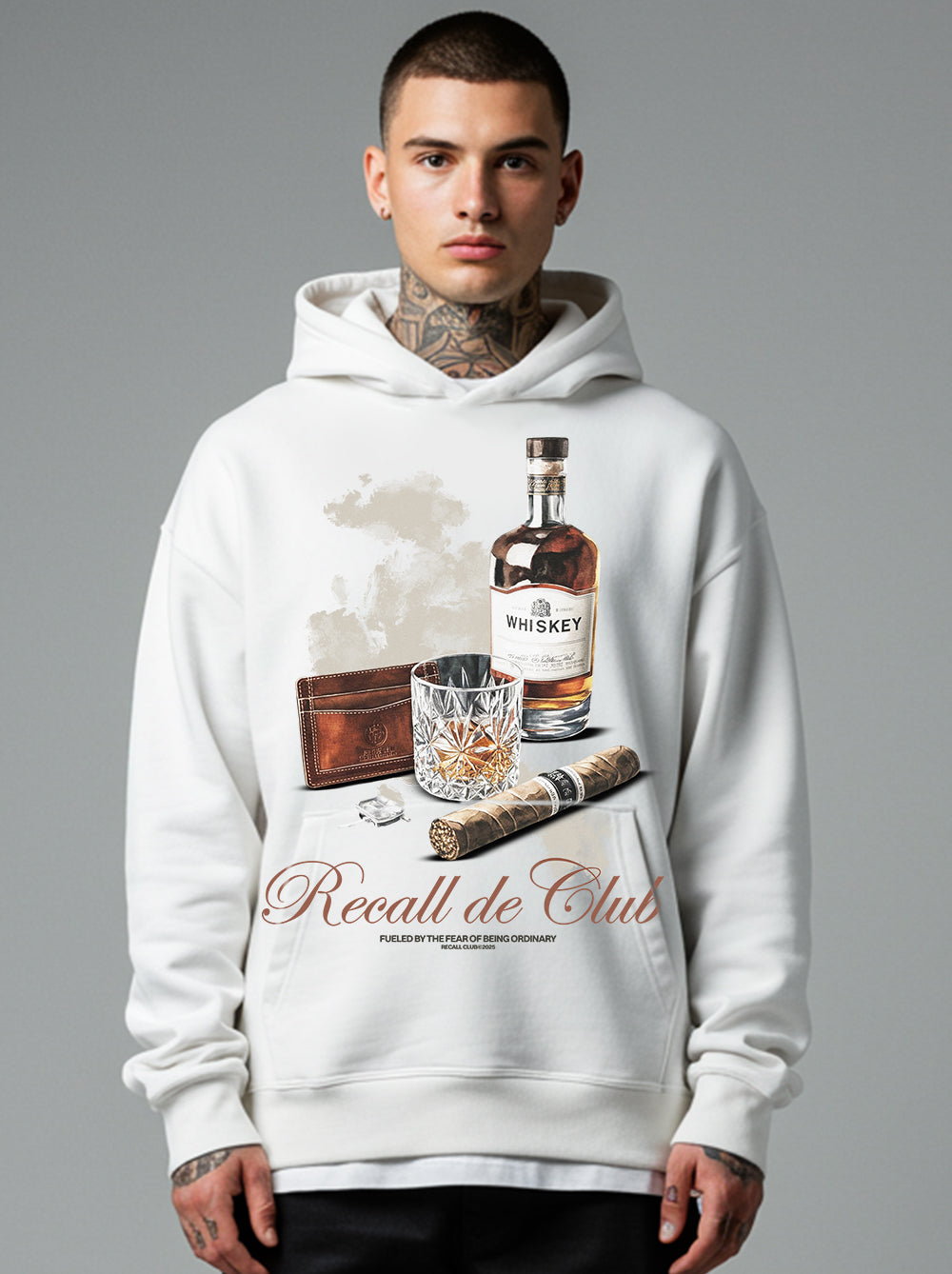 Whiskey Oversized Hoodie - Mit Taschendruck
